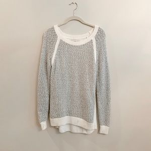 Loft Grey & White Knit Sweater Size Small